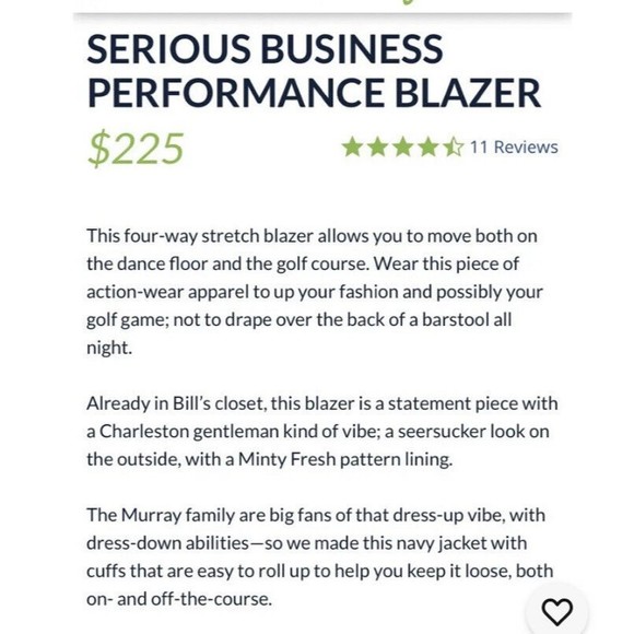 William Murray Golf Serious Business Blazer Performance Mens Small Blue NWOT - Picture 4 of 16